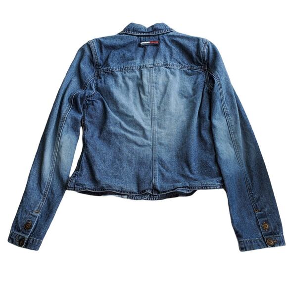 Tommy Hilfiger Y2K Vintage Womens Denim Blue Jean Jacket Large Pockets Flag Logo - Picture 3 of 12